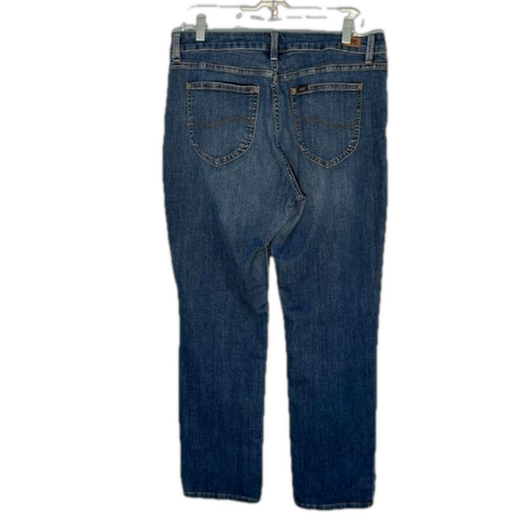 Lee Regular Fit Straight Leg Mid Rise Secretly Shapes Denim Jeans Size 14 - Picture 2 of 11